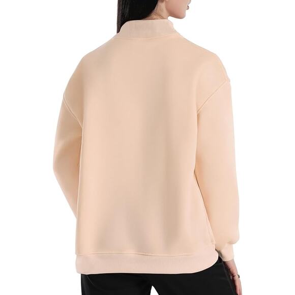 New Medium Pull On Long Sleeve Mock Neck Sweatshirt in Apricot - Picture 2 of 4